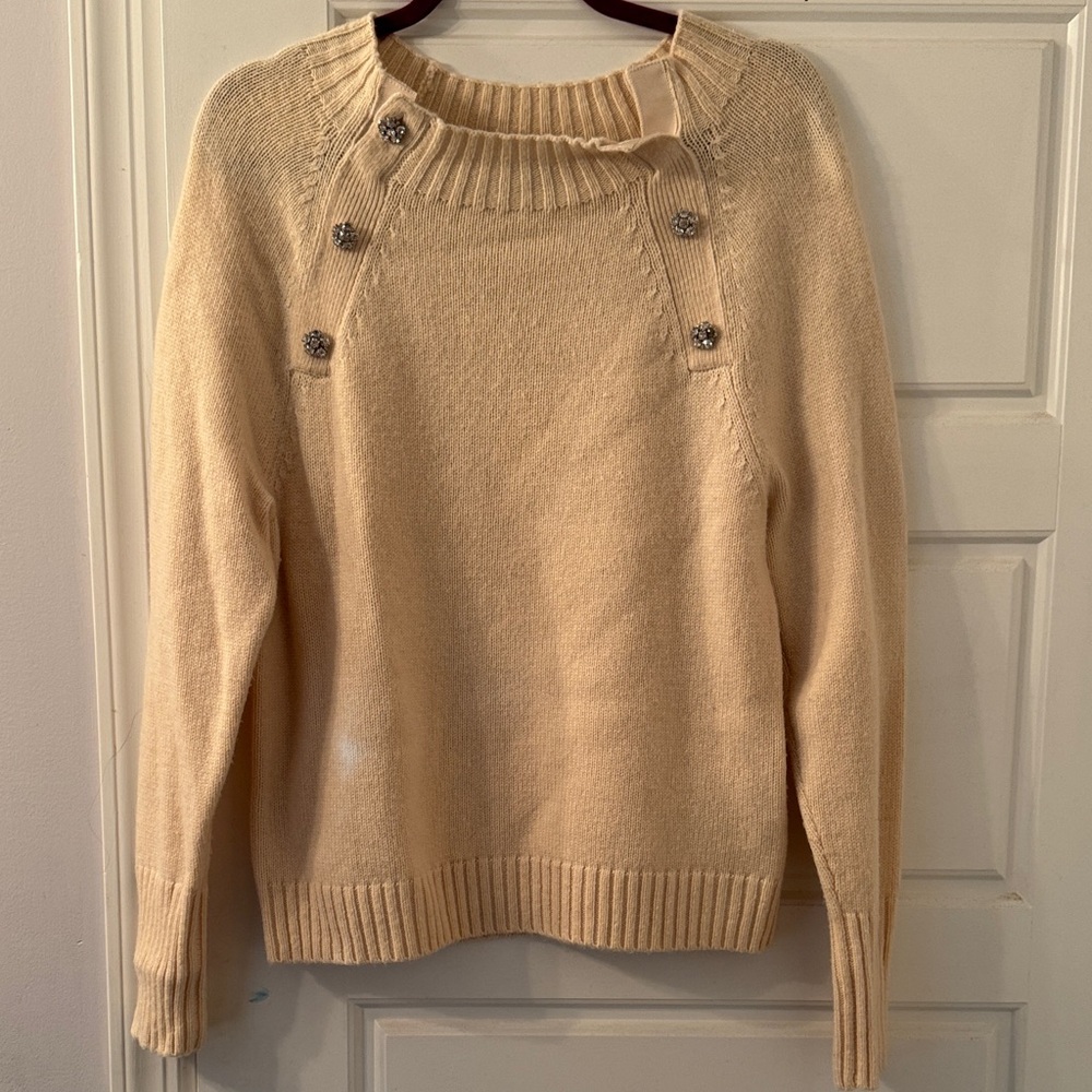 J. Crew Cream Button-Accent Sweater Size Medium